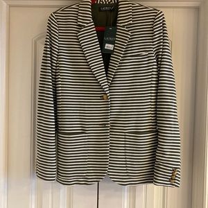Ralph Lauren green striped blazer with gold buttons